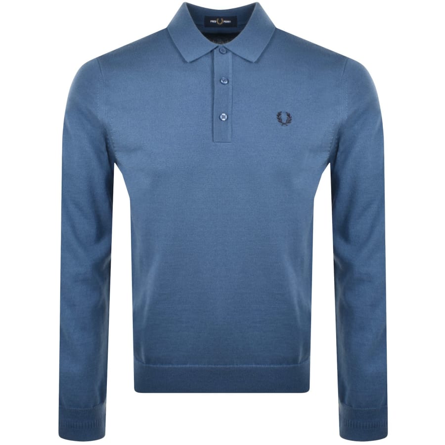 Fred Perry Classic Knitted Shirt Long Sleeve Midnight Blue S Men